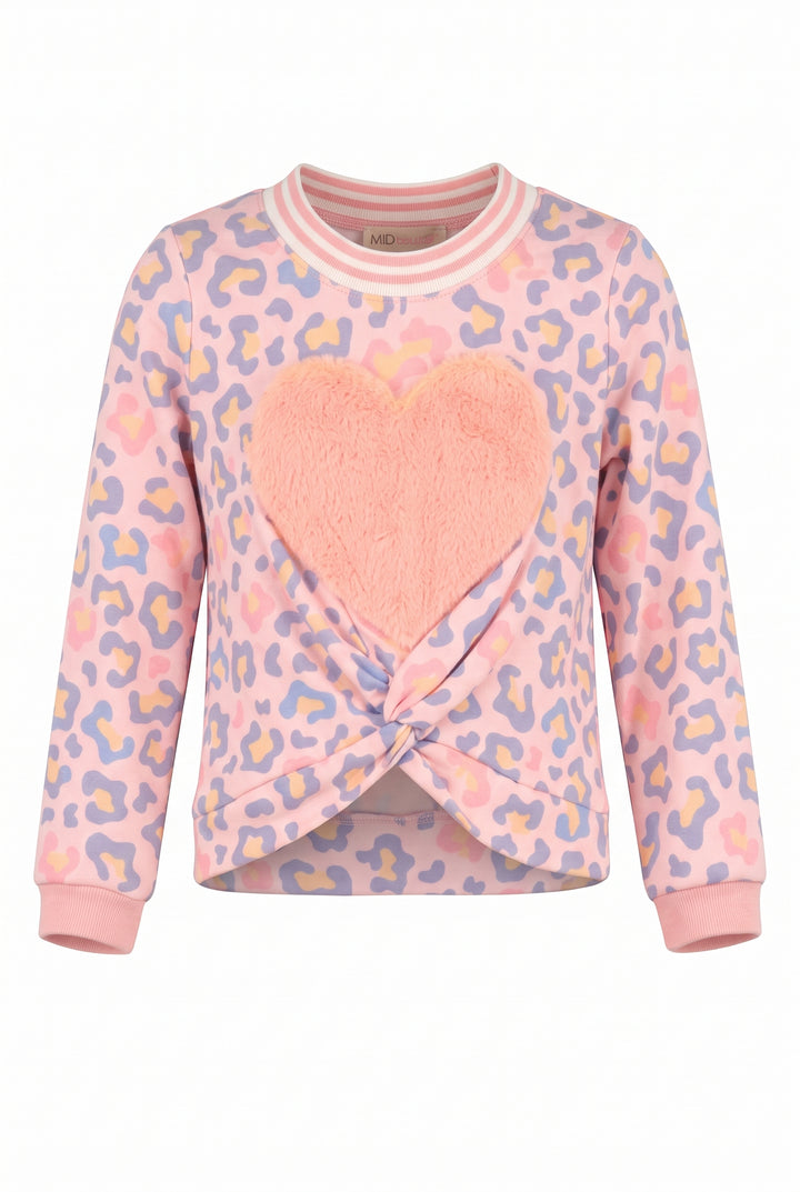 FUR HEART PRINT SWEATSHIRT AND JOGGER SET