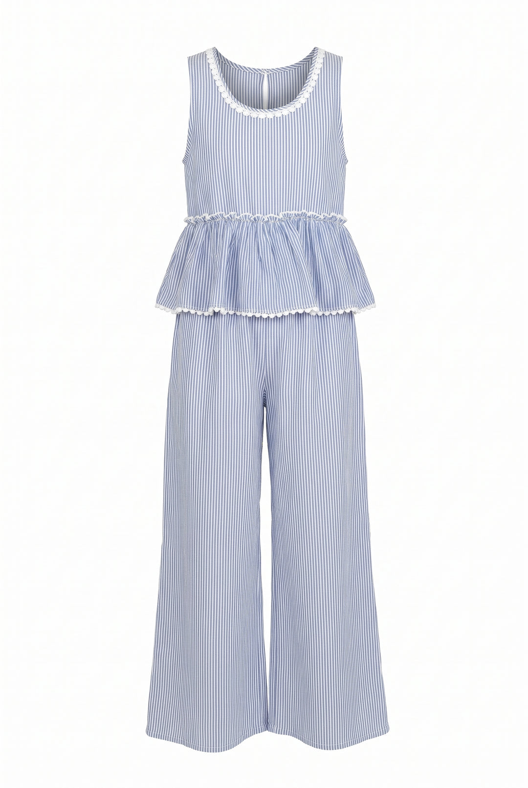 Little Girls Boho Striped Straight Leg Jumpsuit
