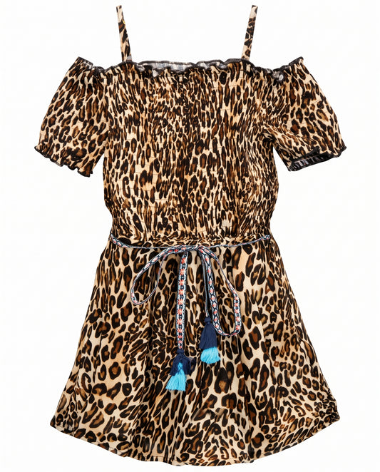 Big Girls Smocked Top Animal Print Dress