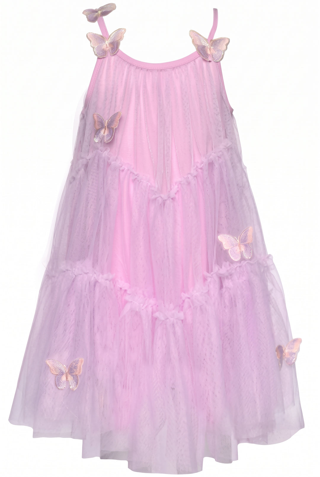 Infant l Toddler l Little Girl Tiered Mesh Ruffle Butterfly Midi Dress