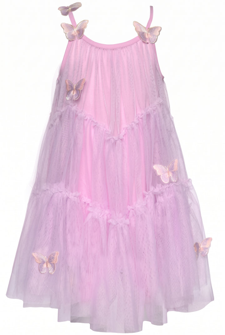 Infant l Toddler l Little Girl Tiered Mesh Ruffle Butterfly Midi Dress
