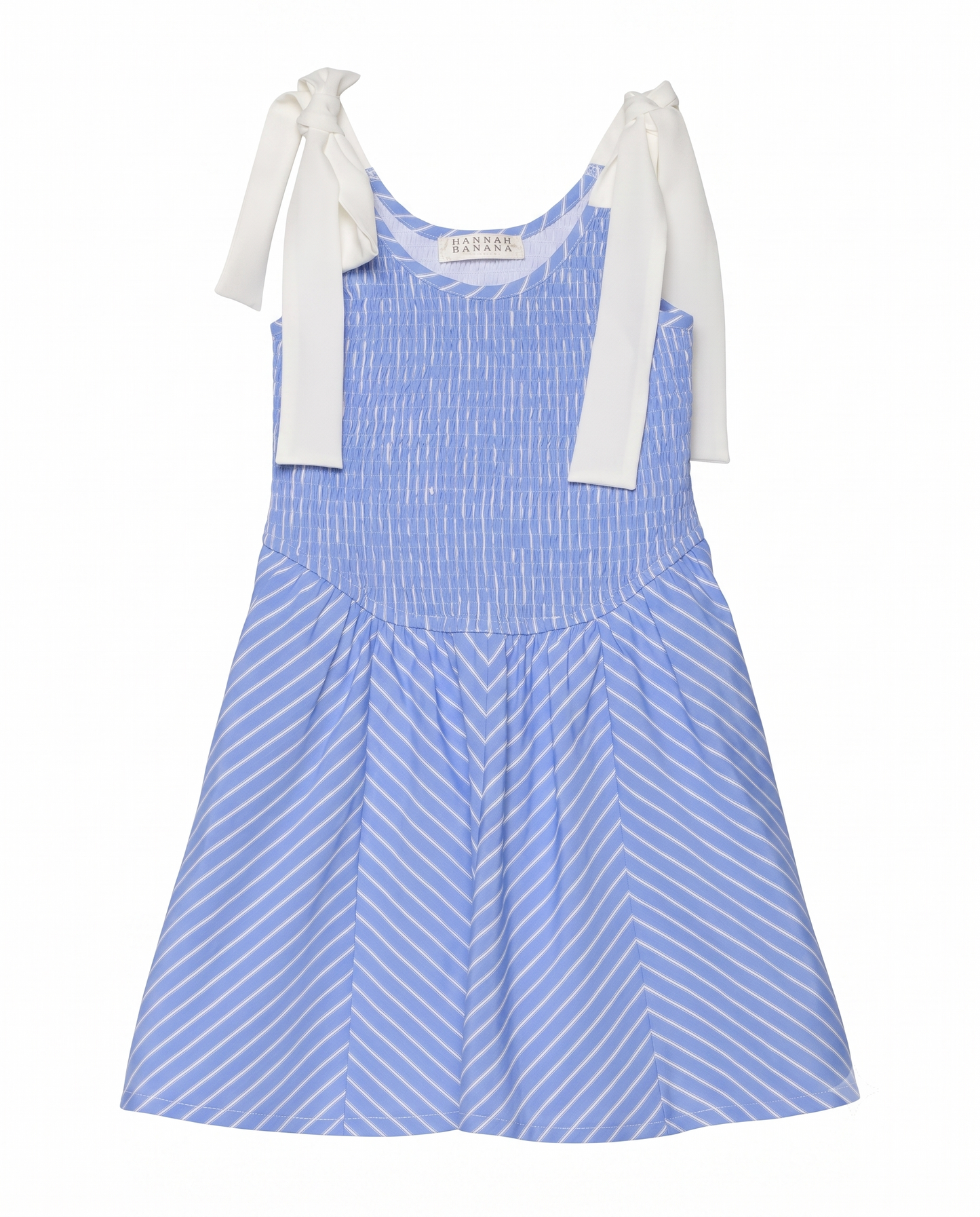 STRIPE SMOCKED DRESS WITH BOW STRAPS