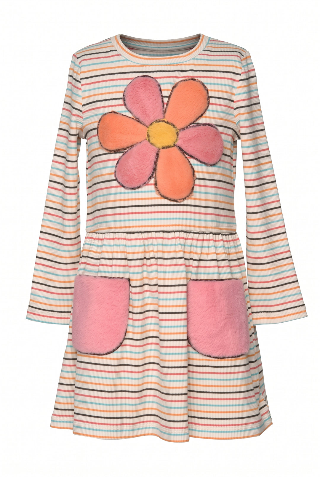 Infant l Toddler l Little Girl’s Daisy Fux Fur Stripe Dress