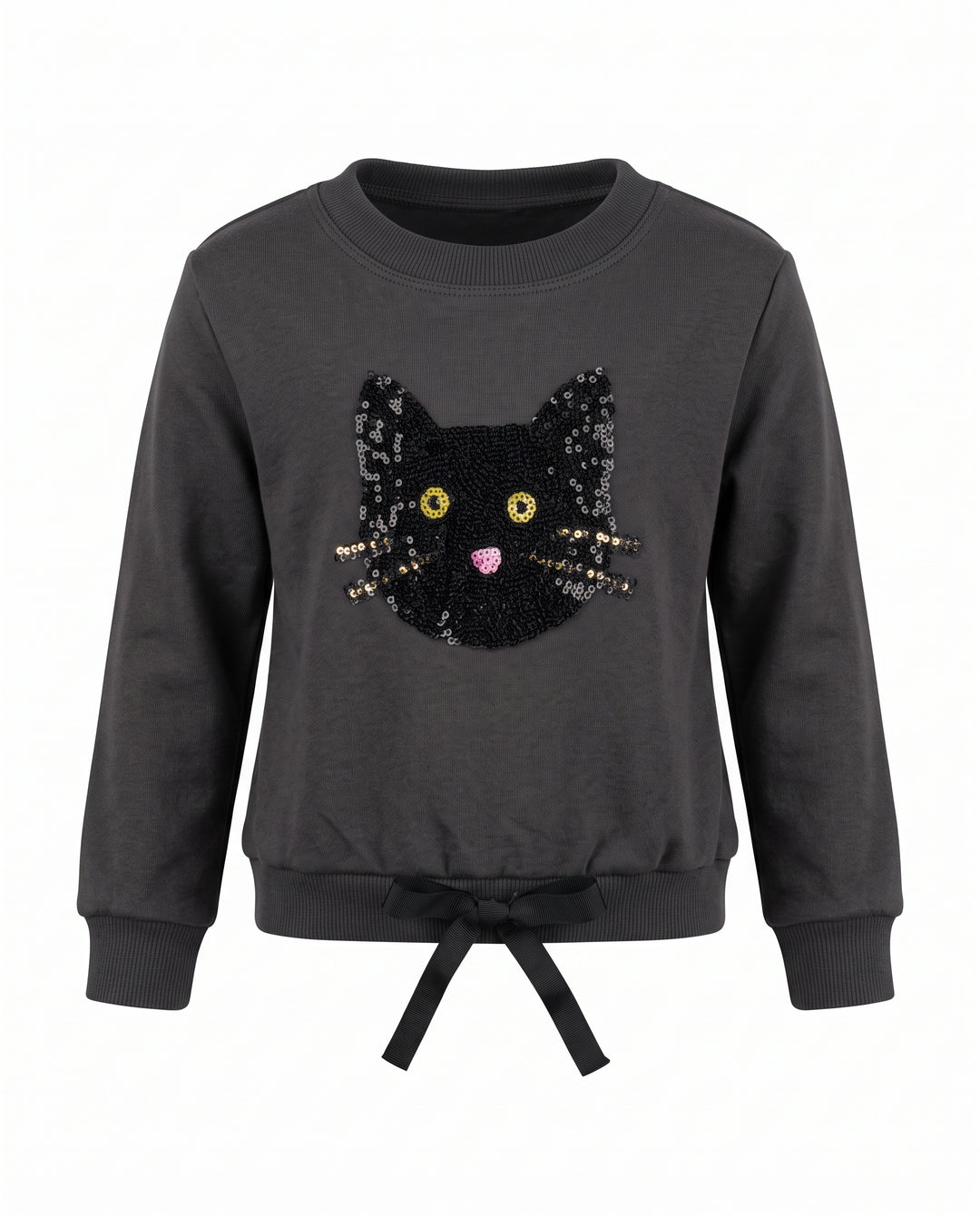Infant Girls Sequin Black Cat Halloween Sweatshirt