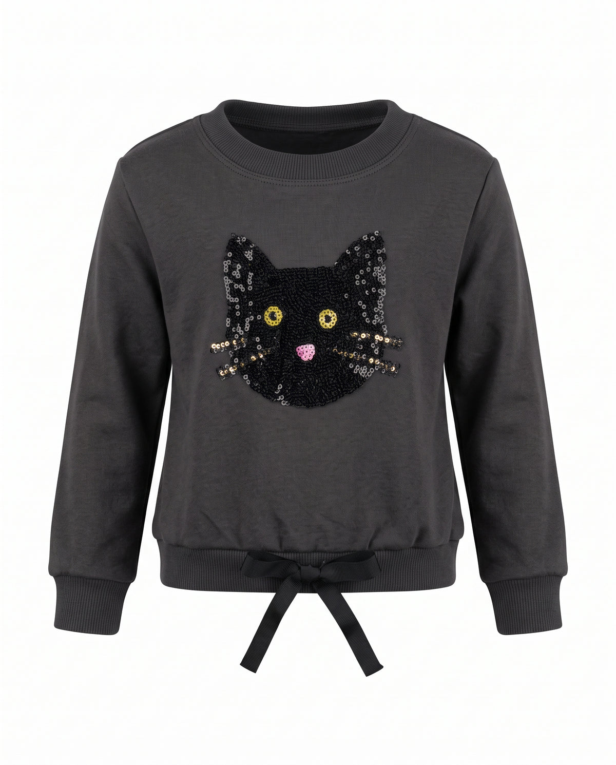 Infant Girls Sequin Black Cat Halloween Sweatshirt