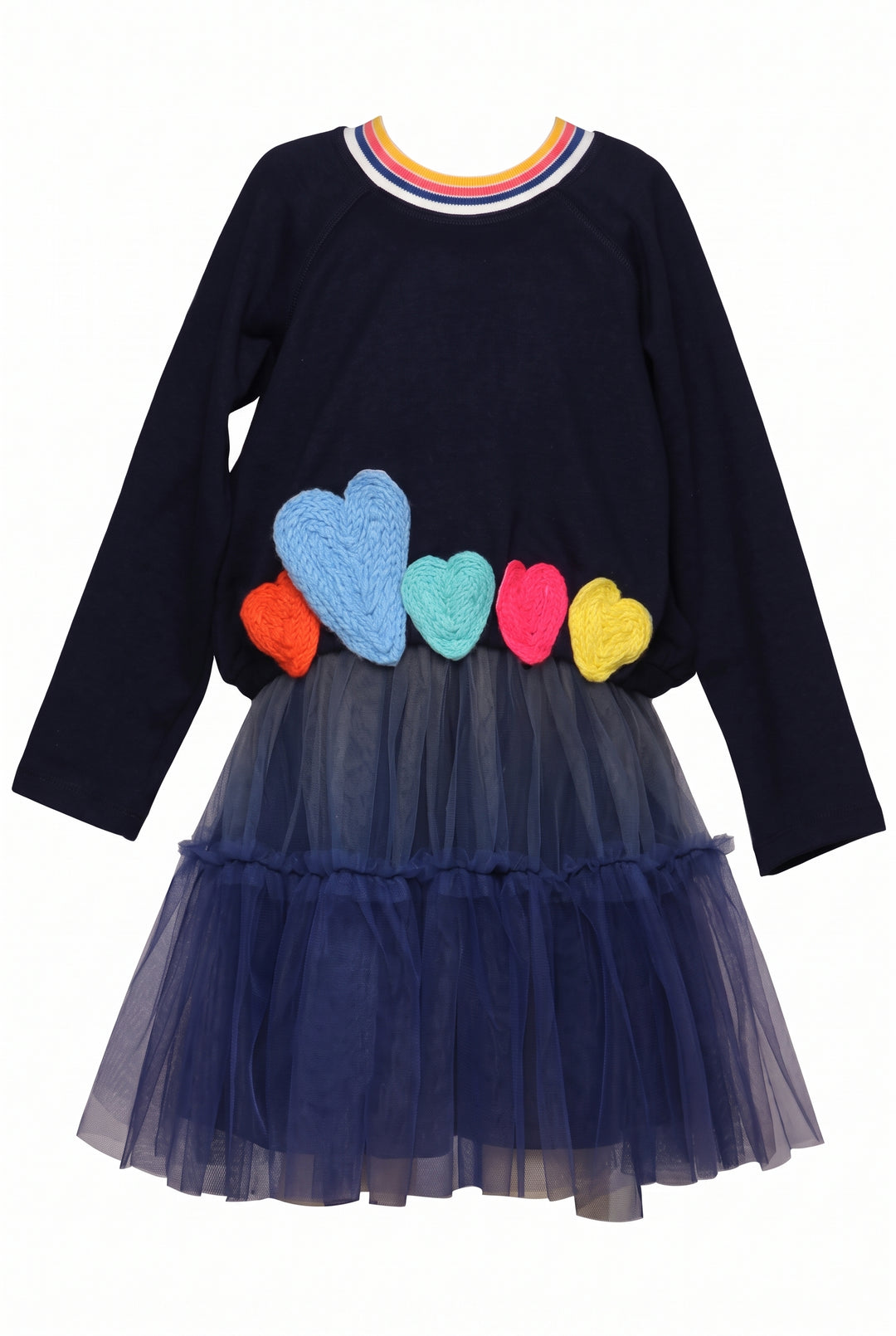 TWOFER DRESS WITH HEART TRIM AND OMBRE TUTU MESH
