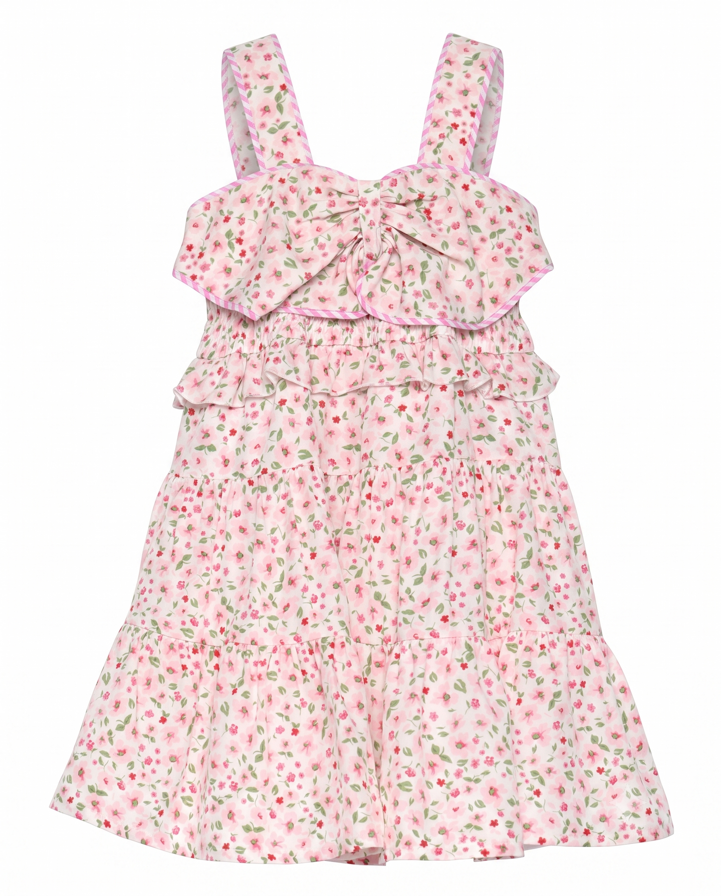 FLORAL PRINT DRESS W/ FRONT BOW DETAIL