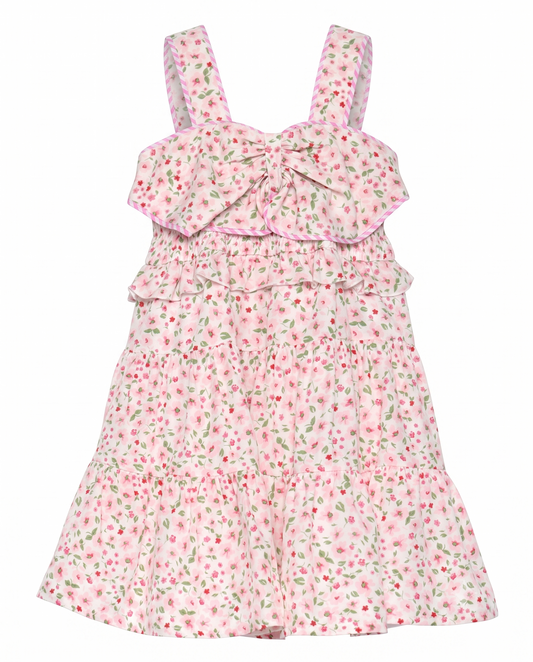 FLORAL PRINT DRESS W/ FRONT BOW DETAIL