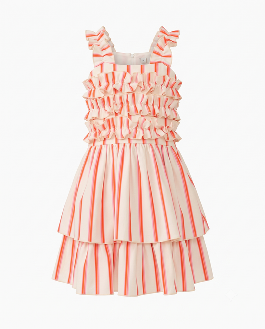 RUFFLED STRIPE DRESS