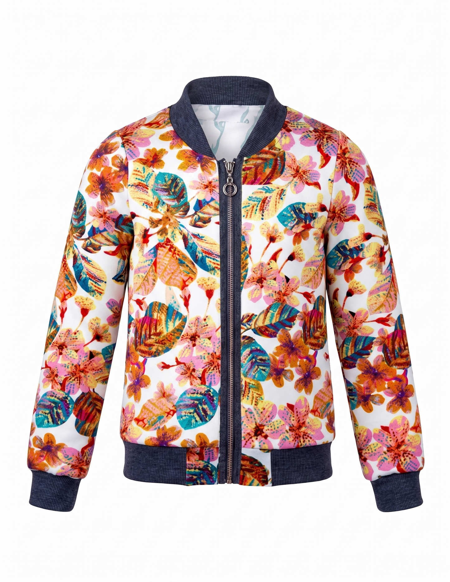 FLORAL PRINT BOMBER JACKET