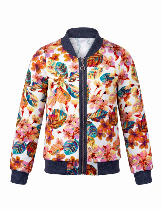 FLORAL PRINT BOMBER JACKET