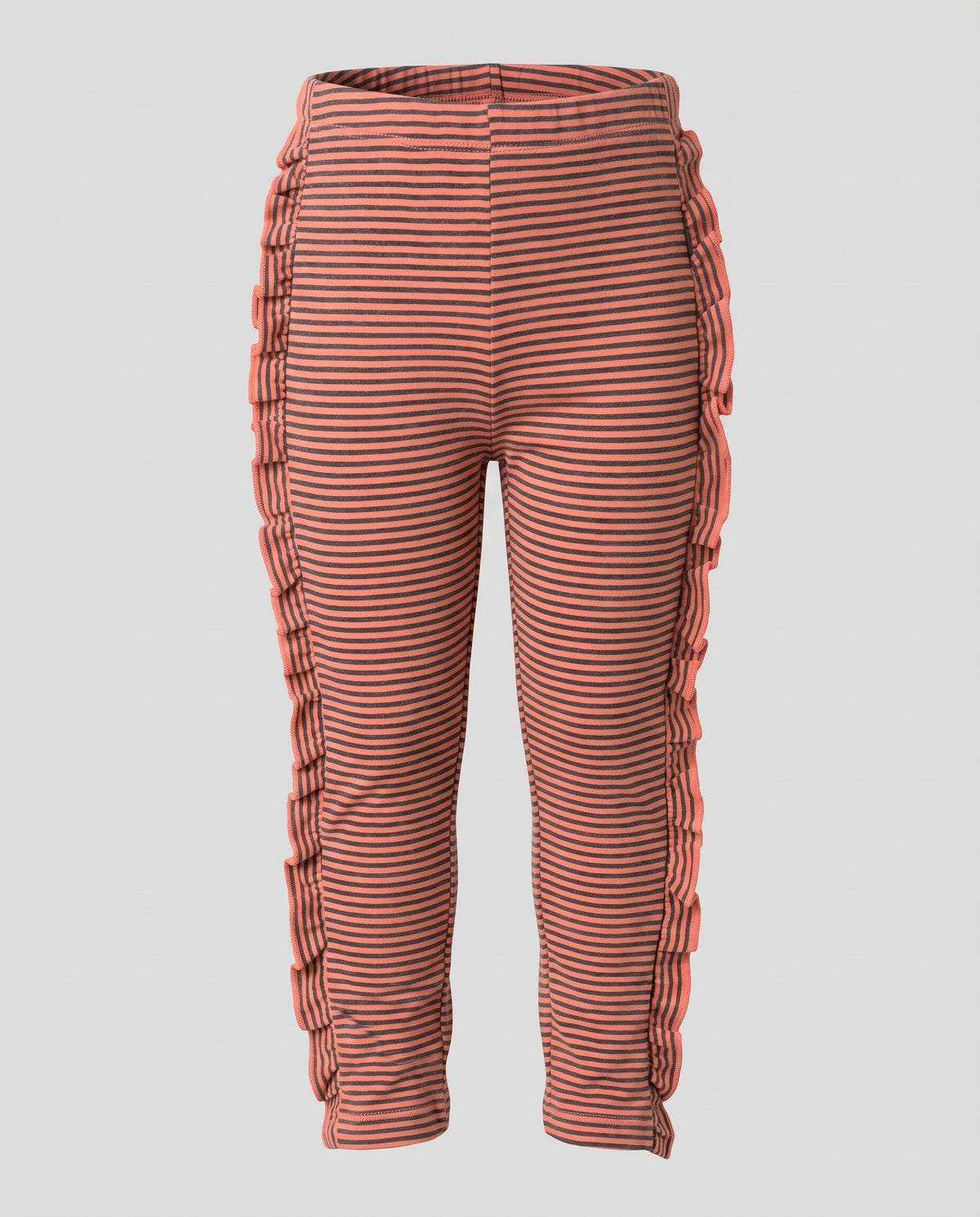 STRIPED SIDE RUFFLE LEGGINGS
