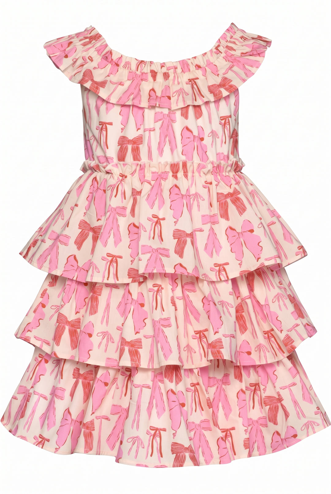 BOW PRINT TIERED DRESS