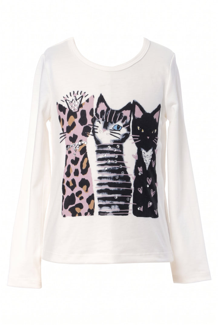 Long sleeve top with 3 glamours cats