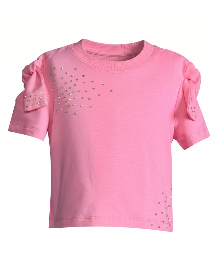 KNOT SLEEVE TOP W/ RHINESTONE DETAIL