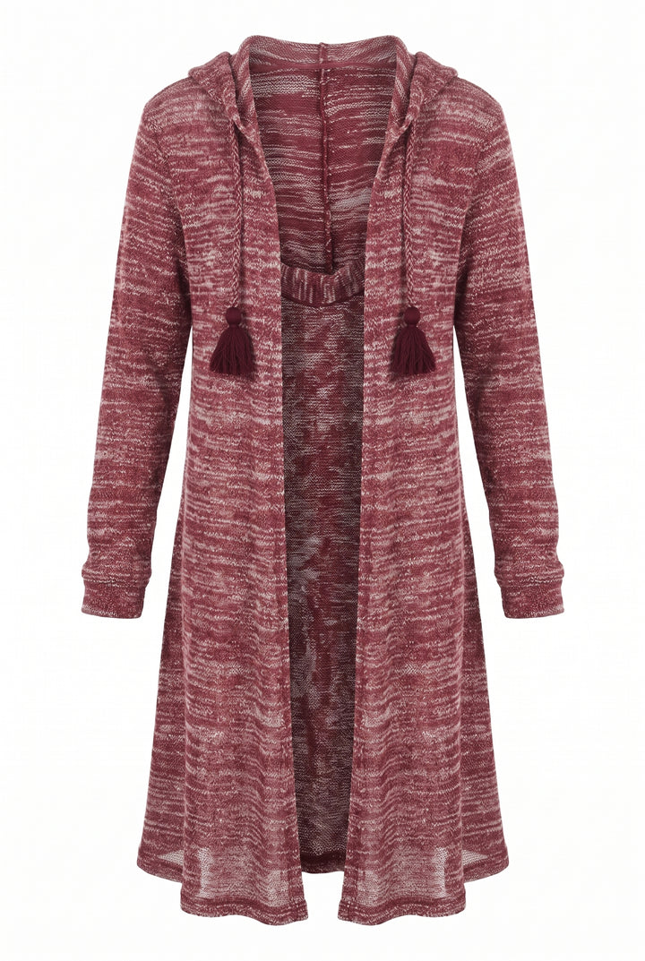 Big Girls Long Knit Hoodie Cardigan