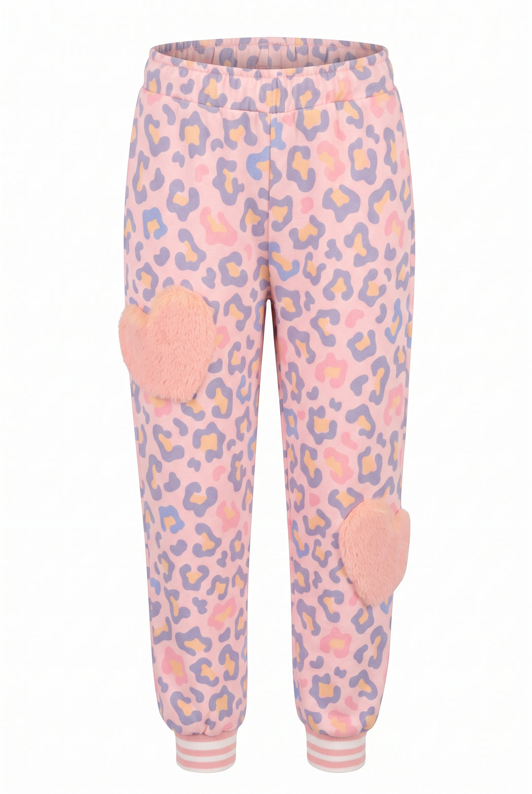 FUR HEART PRINT SWEATSHIRT AND JOGGER SET