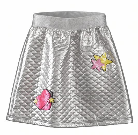 QUILTED SKIRT W APPLIQUES