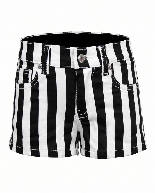 JEAN SHORT WITH BLK/WHITE STRIPES