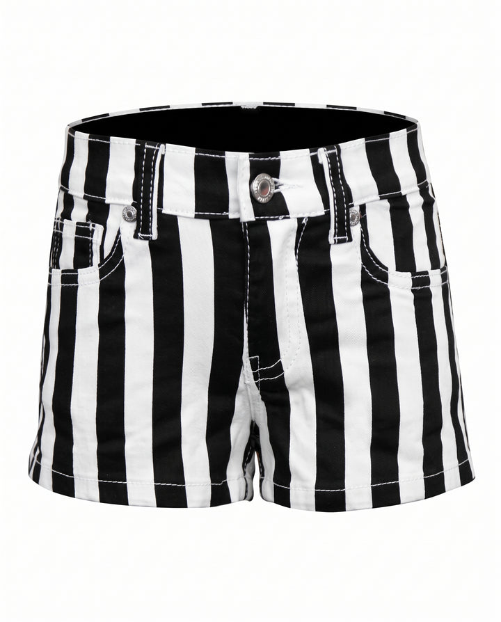 JEAN SHORT WITH BLK/WHITE STRIPES