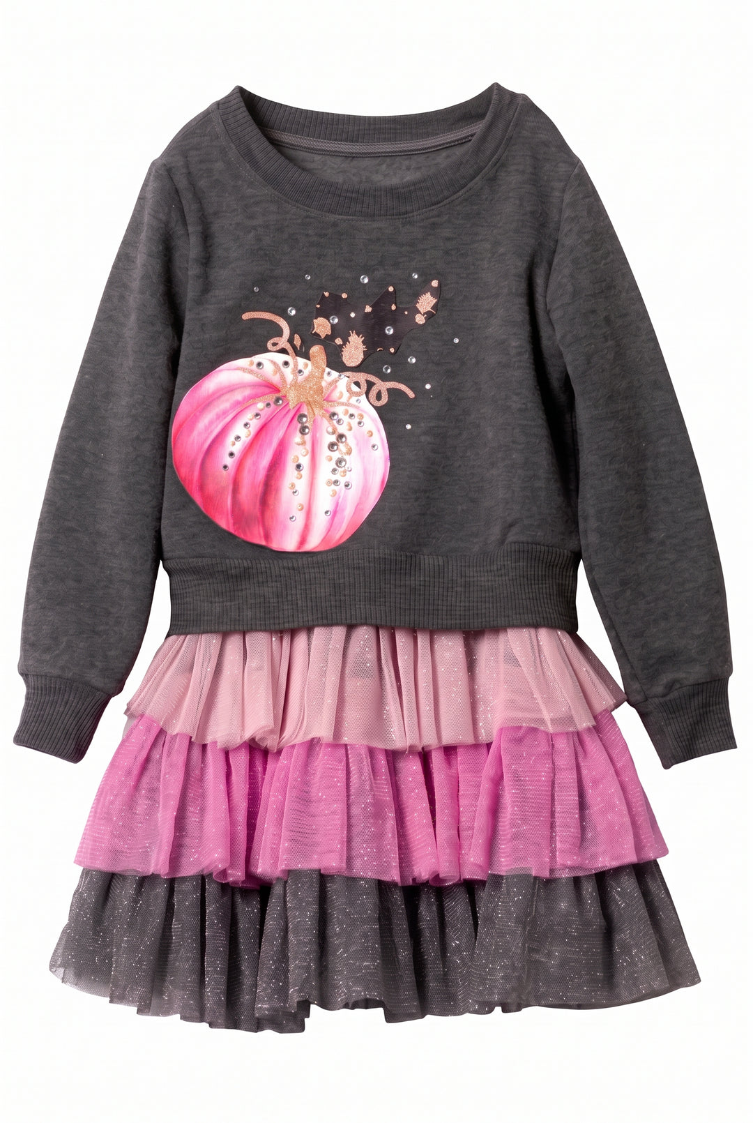 Toddler l Little Girls Pumpkin Twofer Mesh Tutu Dress