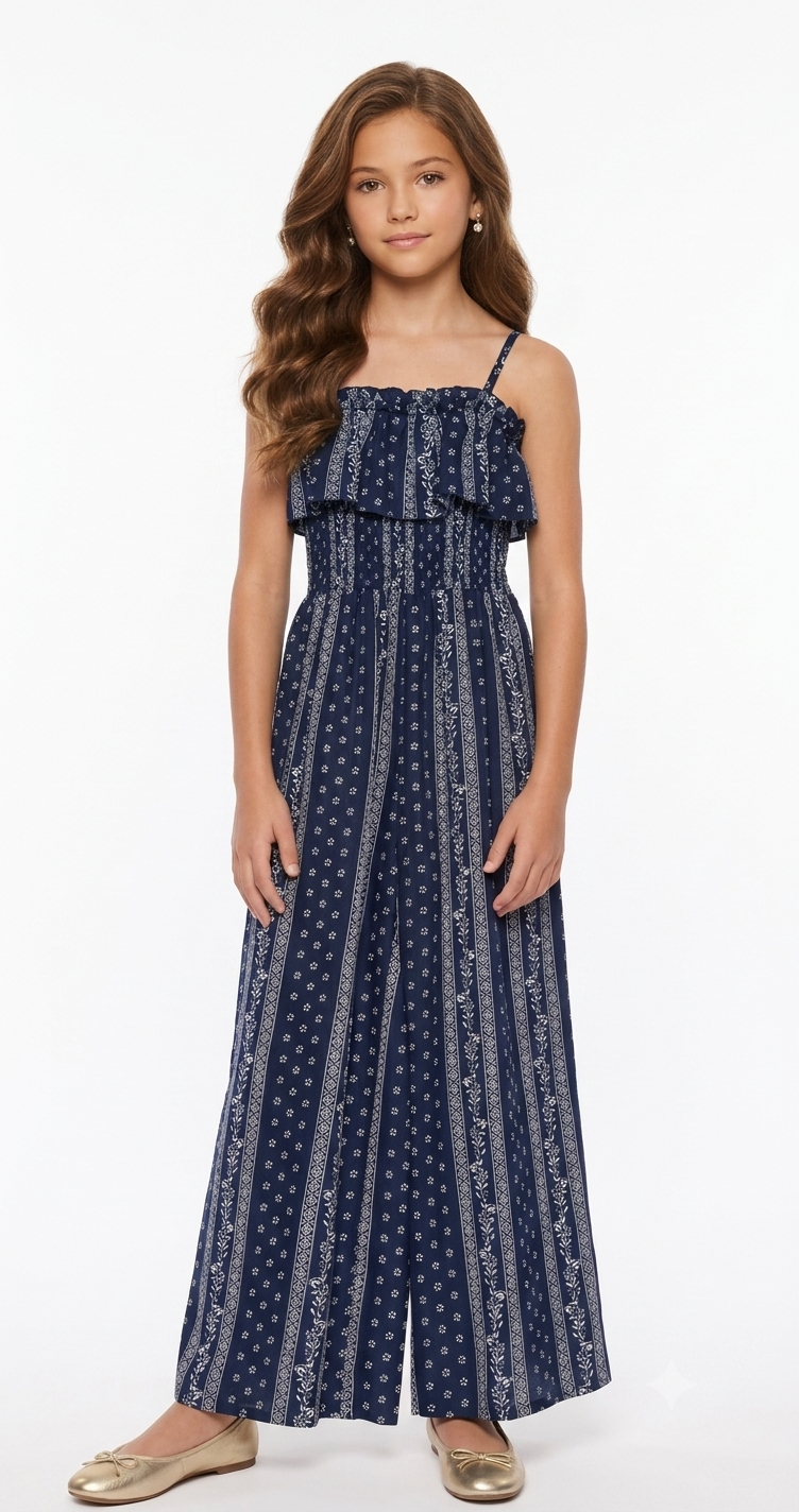 BANDANA PRINT RUFFLE JUMPSUIT