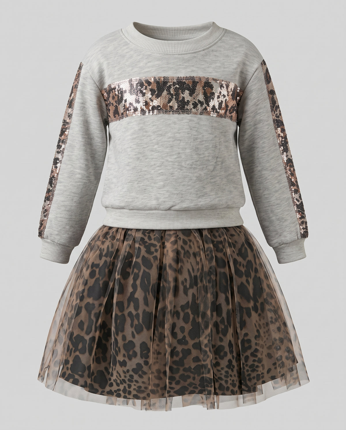 TWOFER DRESS WITH ANIMAL DETAIL AND MESH SKIRT