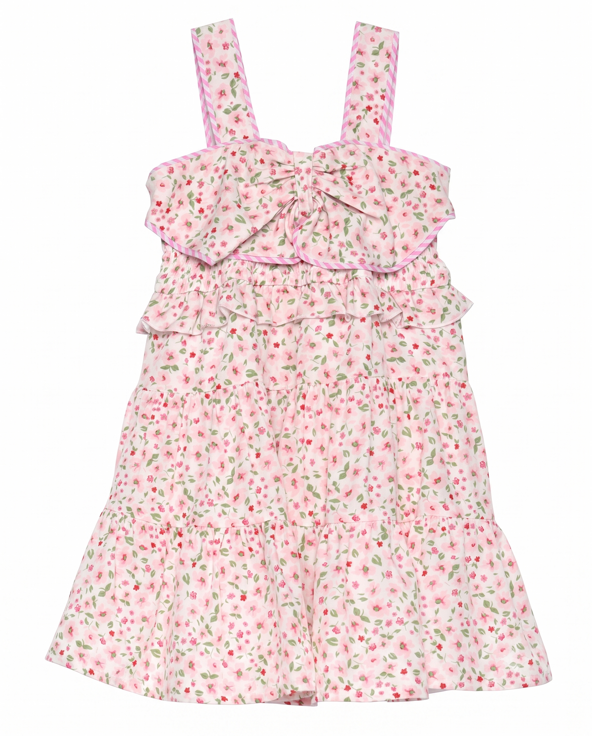 FLORAL PRINT DRESS W/ FRONT BOW DETAIL
