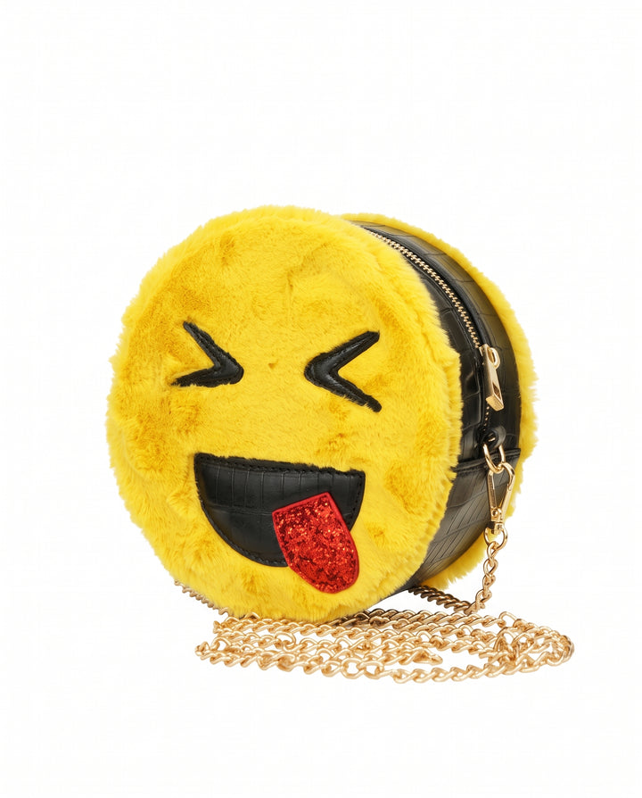 Girls Emoji Faux Fur Cross Body Bag