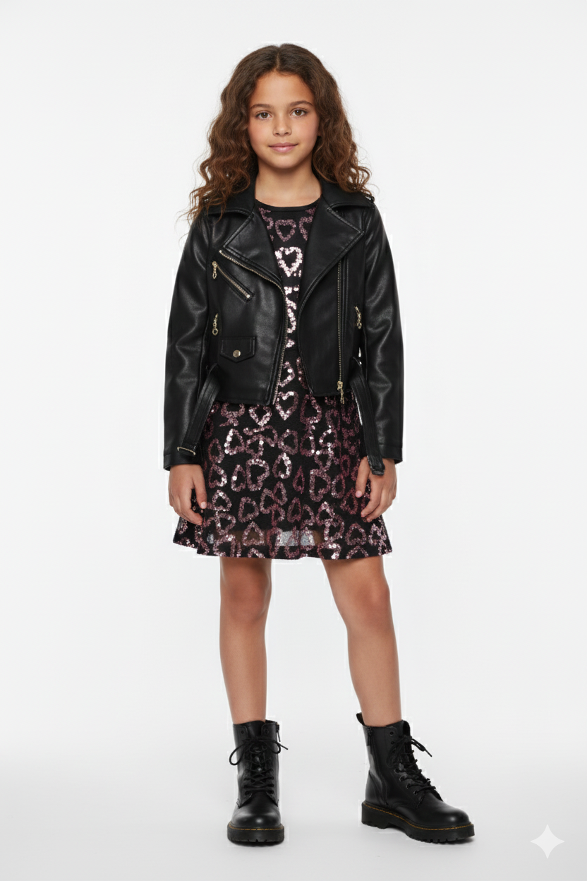 HEART SEQUIN DROP-WAIST DRESS