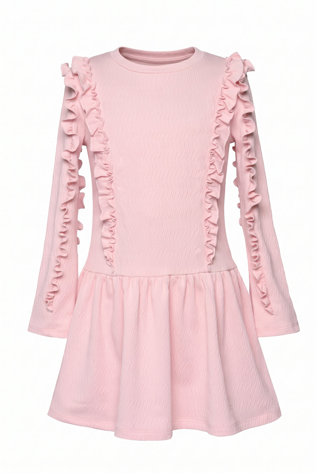 Big Girl l Tween Long Sleeve Ruffle Textured Dress