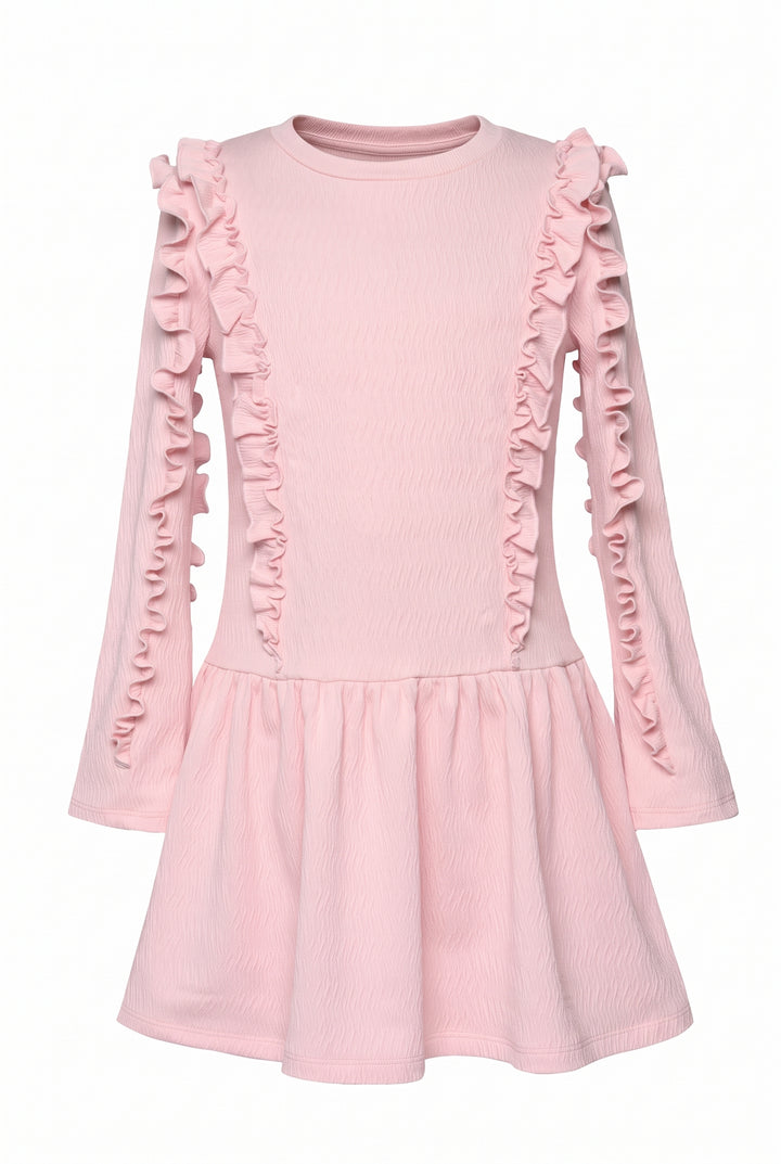 Big Girl l Tween Long Sleeve Ruffle Textured Dress