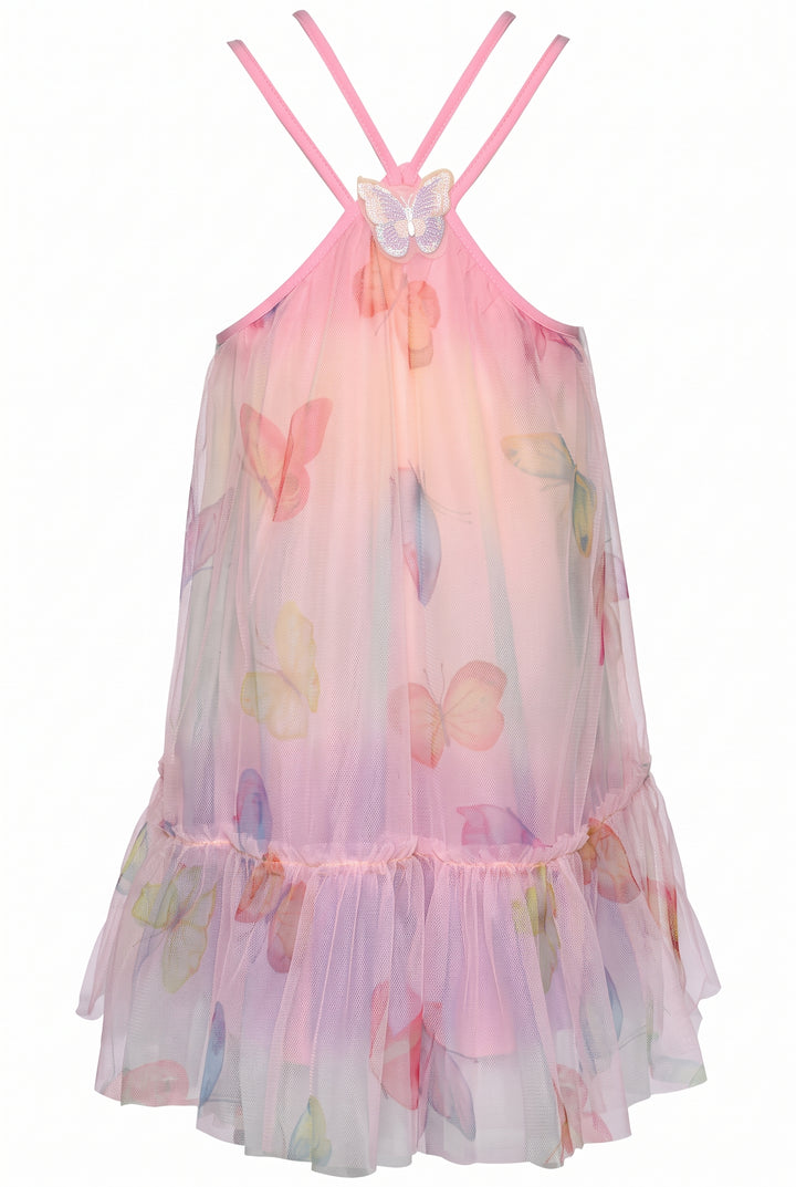 Infant I Toddler l Little Girl’s Butterfly Patch Mesh Pastel Dress