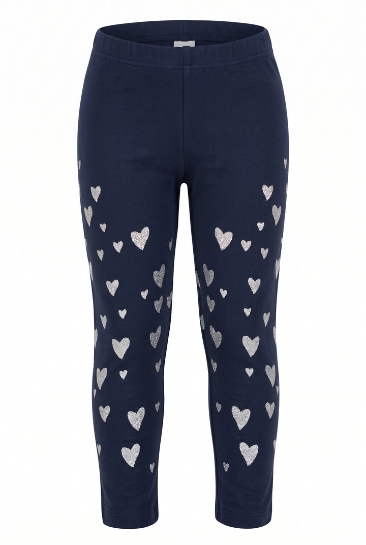 Little Girls Silver Heart Leggings