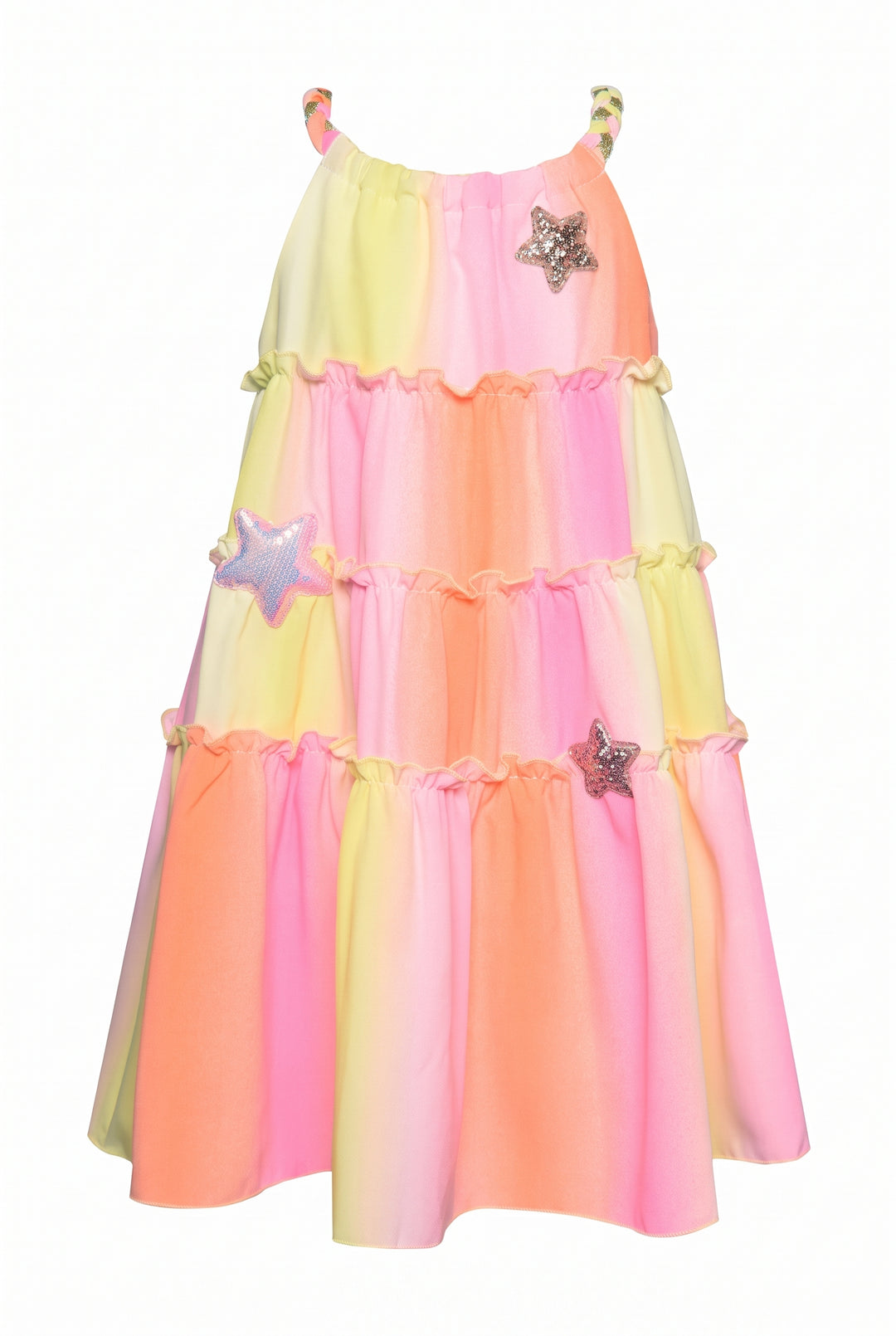 Little l Big Girls Pastel Sherbet Tiered Sequin Star Maxi Dress