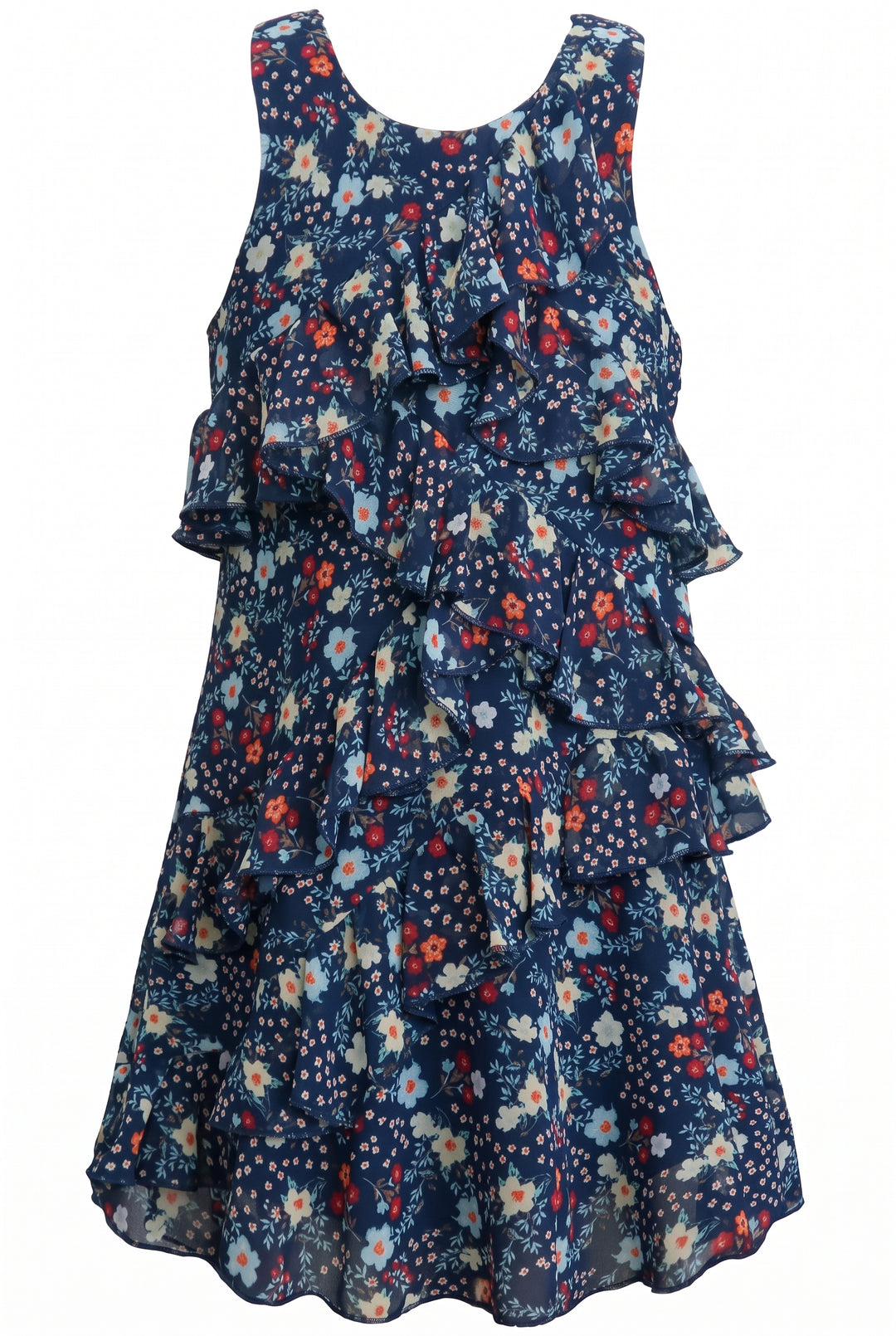 FLORAL PRINT RUFFLE  DRESS