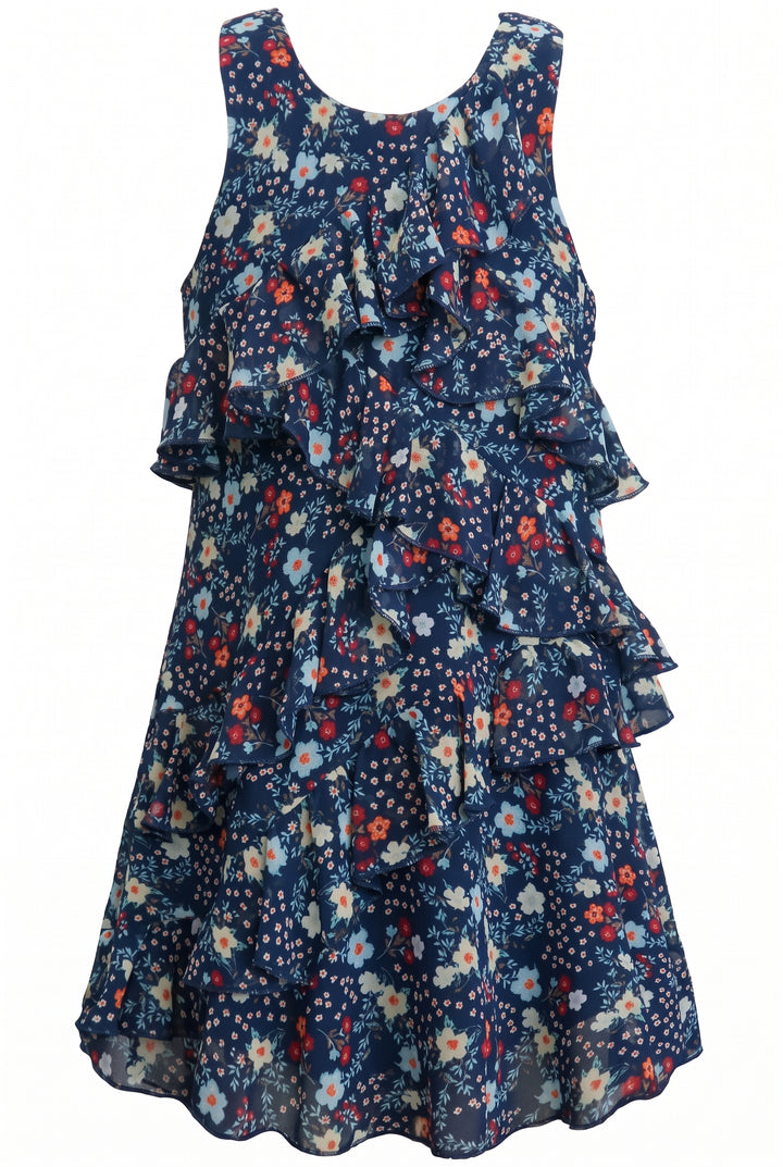 FLORAL PRINT RUFFLE  DRESS