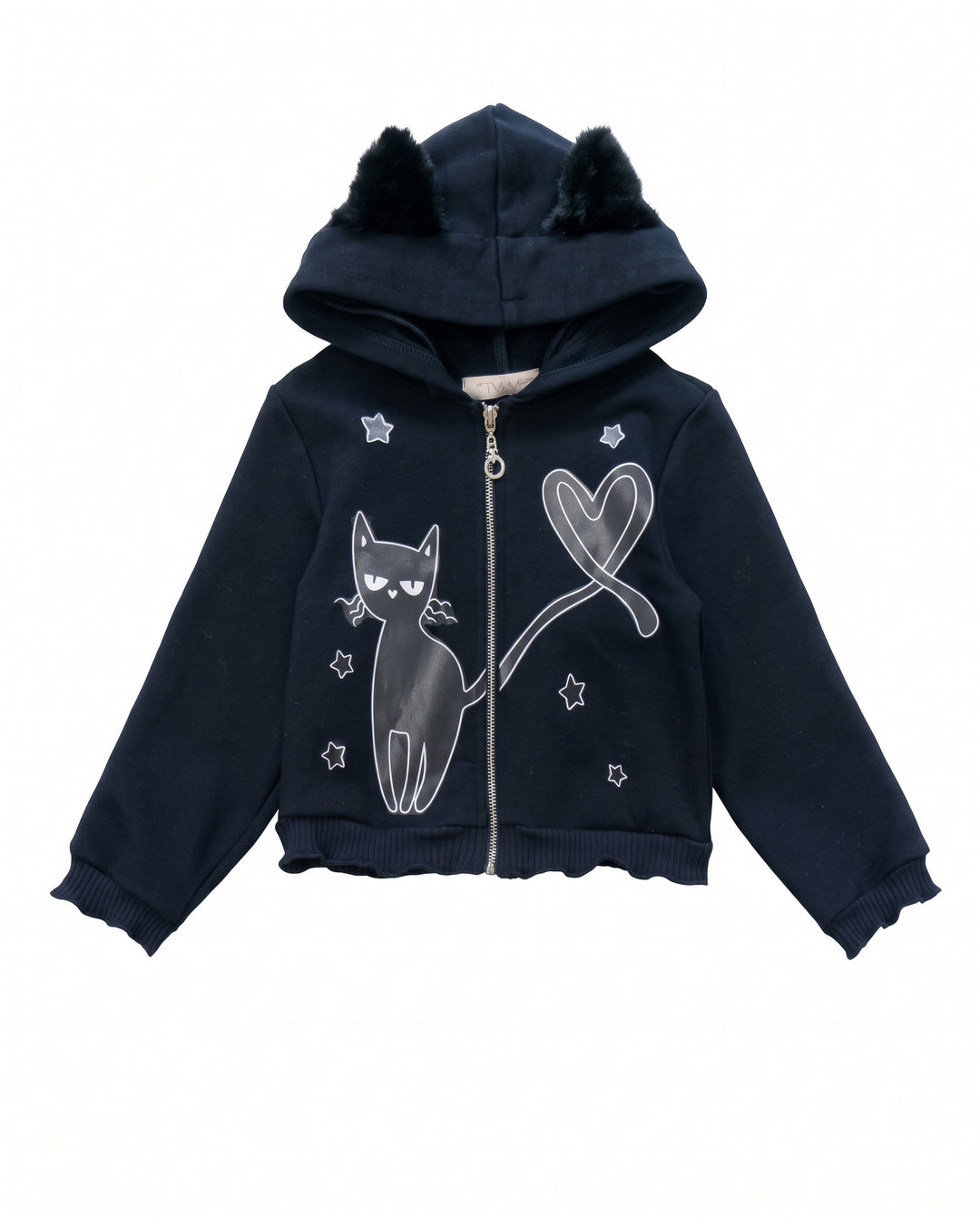Little Girls Black Kitty Halloween Hoodie Jacket