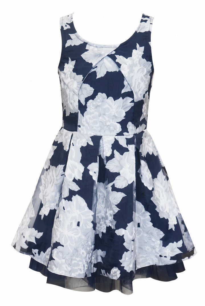 Little Girls Floral Mesh Skater Party Dress