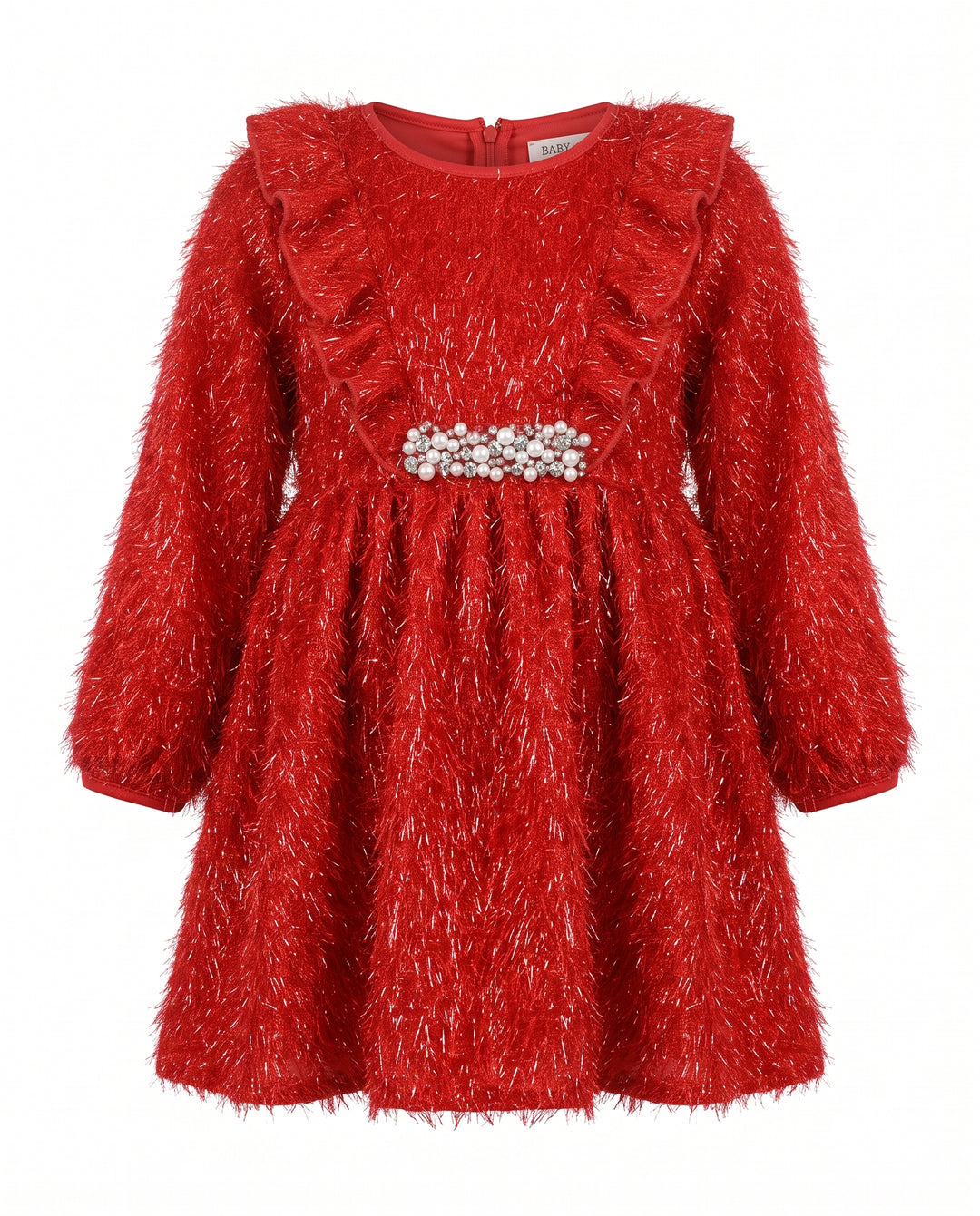 TINSEL BABY DOLL DRESS WITH PEARLS