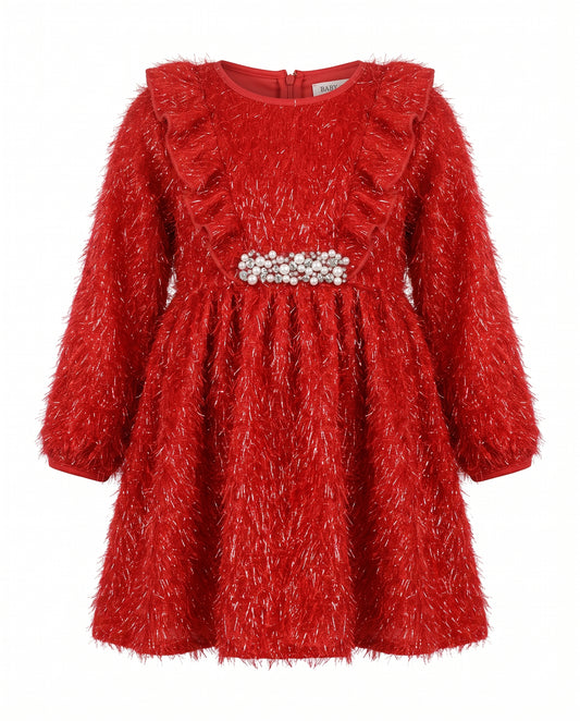 TINSEL BABY DOLL DRESS WITH PEARLS