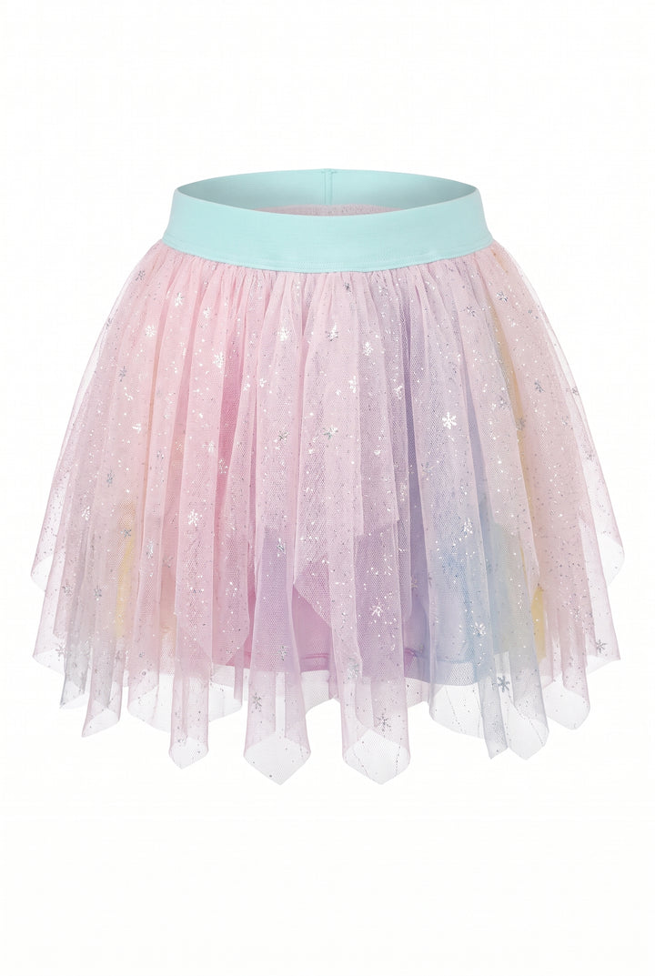 Little Girls Glitter Dot Hanky Hem Pink Tutu Skirt