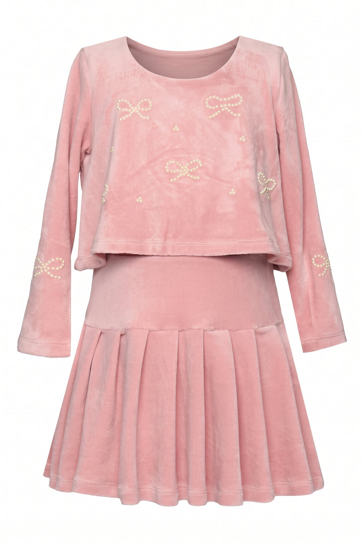Infant l Toddler l Little Girl’s Velour Twofer Pearl Bow Dress