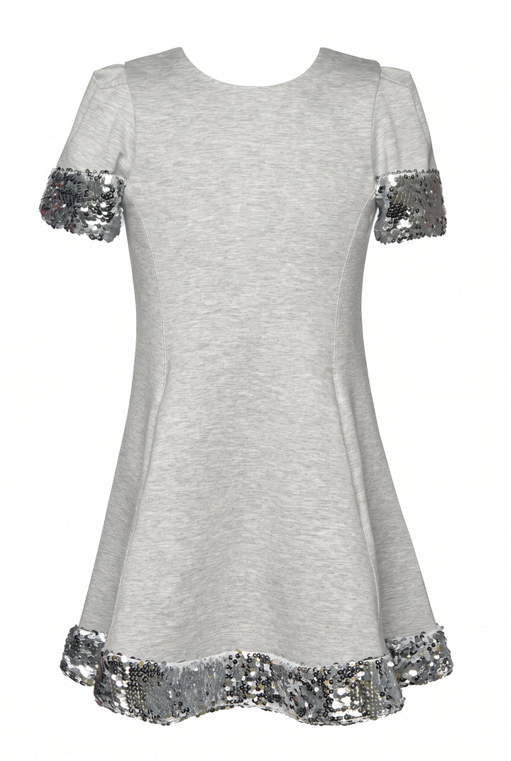 Little l Big l Tween Girl’s Sequin Trim Heather Dress
