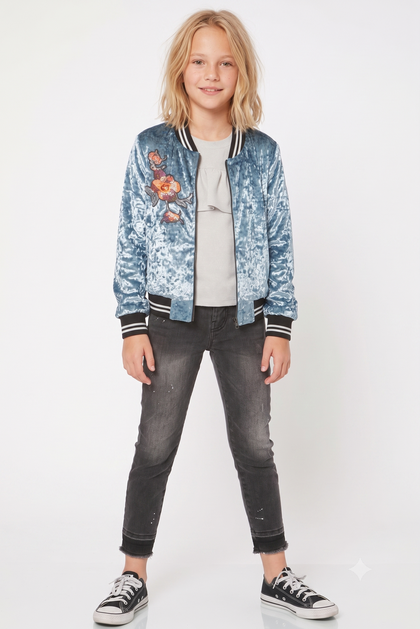 Big Girls Crushed Velvet Bomber Jacket