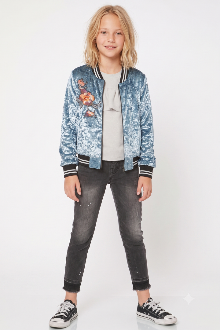 Big Girls Crushed Velvet Bomber Jacket