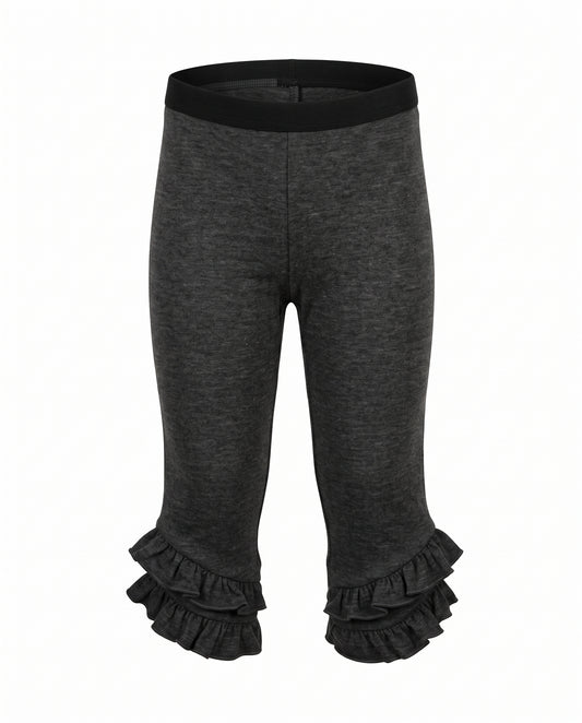 Little Girls Ruffled Black Leggings