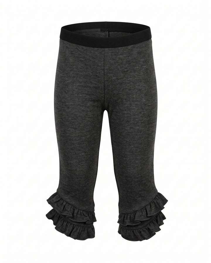 Little Girls Ruffled Black Leggings
