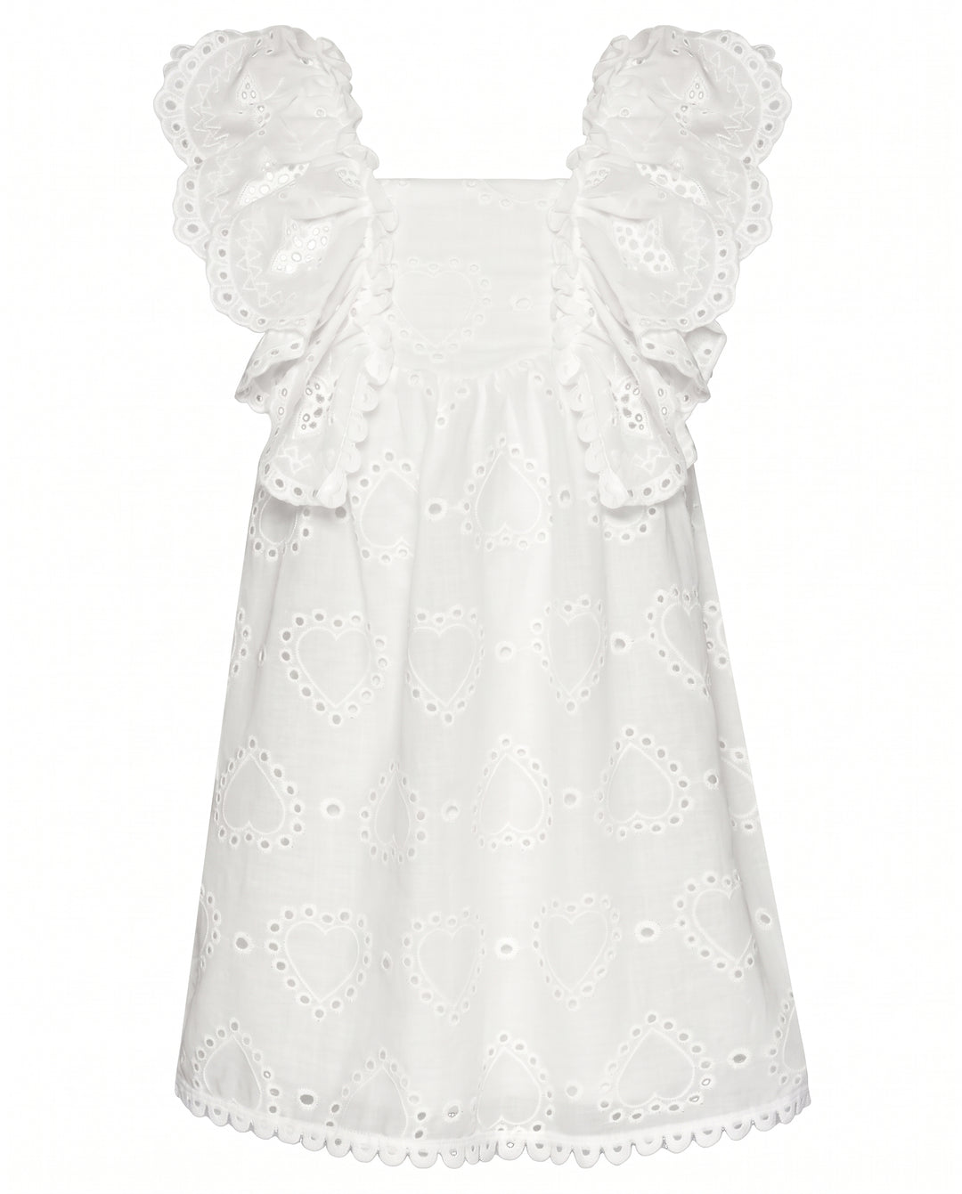EMPIRE RUFFLE EYELET DRESS