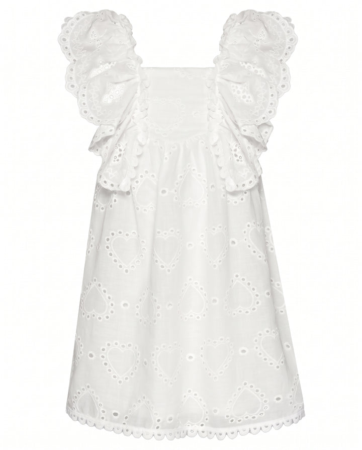 EMPIRE RUFFLE EYELET DRESS